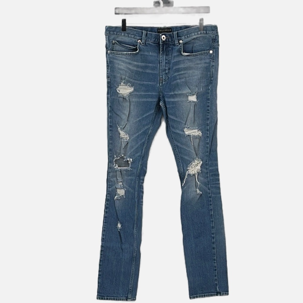 Bullhead denim stacked skinny distressed jeans - size 32